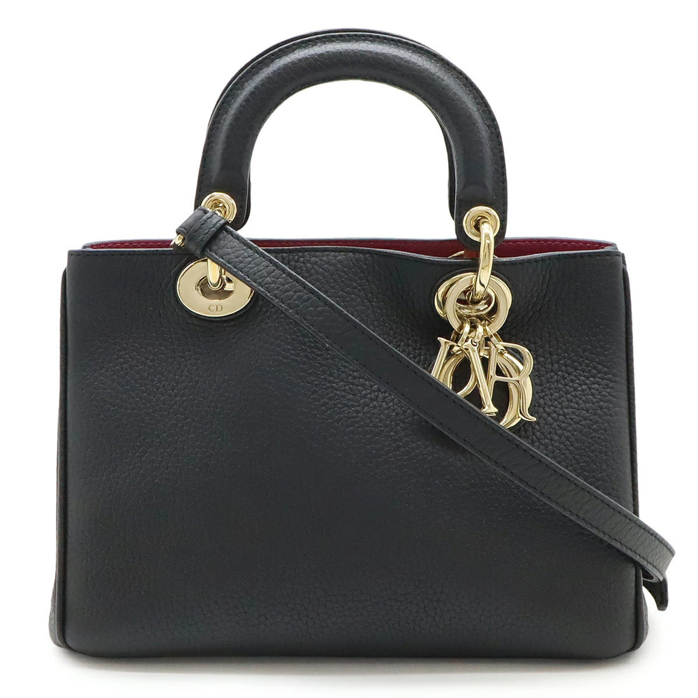 Christian Dior Diorissimo Handbag Crossbody Bag Leather Black